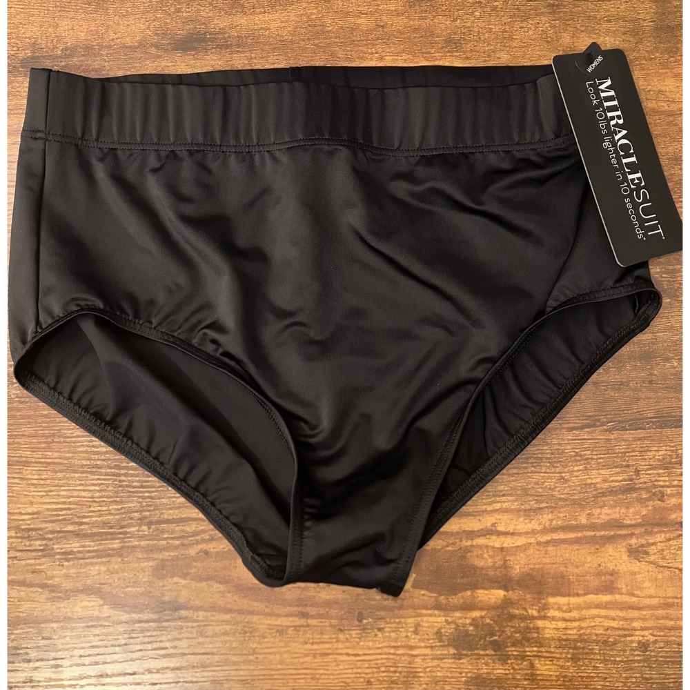 Miraclesuit Women's 18W Black Basic Brief High Waist Tummy Control Swim Bottom